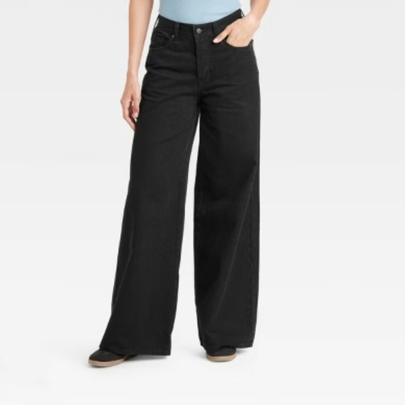 NWT Universal Thread Black Mid Rise Super Wide Leg Jeans Size 16 - Picture 1 of 10